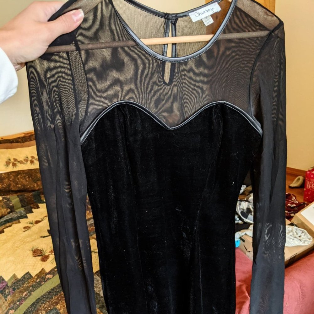 Sheer Top and Velvet Party Dress